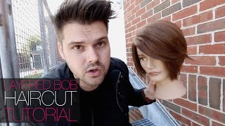 Taking A Graduated Bob To A Layered Bob Haircut Tutorial  MATT BECK VLOG 41516 [upl. by Eidoow]