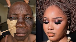 Viral Bomb 😳😱 She Got Transformed 👆 Bridal Gele amp Makeup Transformation I Makeup Tutorial ✂️💉🔥😳 [upl. by Vally181]