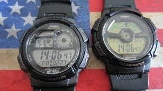 Casio AE1000W1AVEF  AE1100W1BVEF Digital Watch Comparison Review [upl. by Johnath]