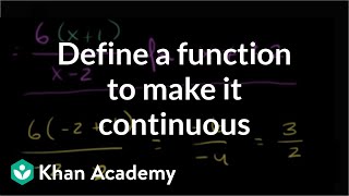 Defining a function at a point to make it continuous  Limits  Differential Calculus  Khan Academy [upl. by Lednek496]