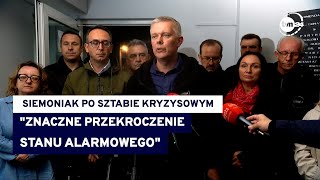 Przybywa wody w rzekach Konferencja ministrów Siemoniaka i Klimczaka po sztabie kryzysowym TVN24 [upl. by Mimi341]