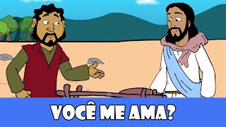 DESENHOS BÍBLICOS  VOCÊ ME AMA JESUS PERGUNTA A PEDRO [upl. by Drofhsa]