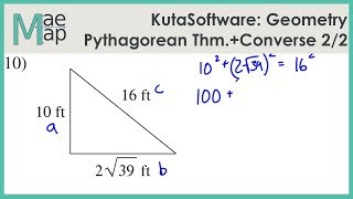 KutaSoftware Geometry The Pythagorean Theorem And Its Converse Part 2 [upl. by Aiderfla421]