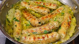 Afghani Malai Seekh Kebab Recipe  Chicken Malai Seekh Kabab With White Gravy [upl. by Napoleon]