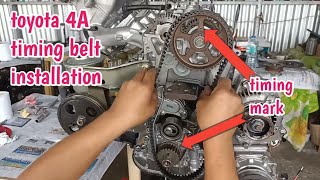 toyota 4A timing belt installation [upl. by Rol505]