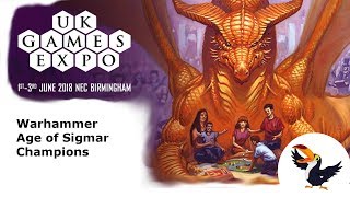 Warhammer Age of Sigmar Champions CCG Overview at UKGE [upl. by Linoel]