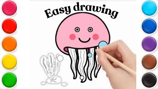 How to draw a Jellyfish for kids  How to draw a jellyfish step by step for beginners [upl. by Domenico579]