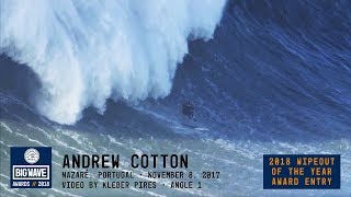 Andrew Cotton at Nazaré  2018 Wipeout of the Year Award Entry  WSL Big Wave Awards [upl. by Urion]