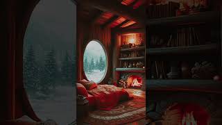 Healing Ambiance Sleep Aid Cave Cozy Cabin Burning Fireplace Blizzard Snowfall [upl. by Etnauj]