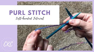 How to Knit  The Purl Stitch for Kids  Lefthanded Tutorial [upl. by Ahsilram586]