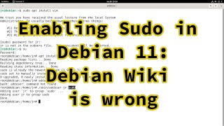 Enable Sudo in Debian 11 Adding User to Sudoers [upl. by Felicle]