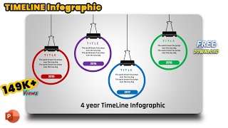 1MS PowerPoint Tutorial  Creative Timeline Infographic with Hanging shapes [upl. by Knah]