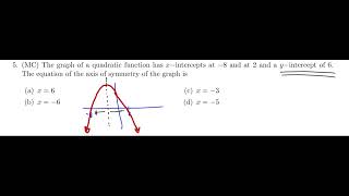 Find the axis of symmetry given the x intercepts of a parabola [upl. by Carmina]