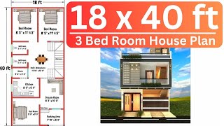 18x40 House Plan East Facing  18x40 House Design  18x40 House Plan 3 BHK  Parking Space [upl. by Zsa]