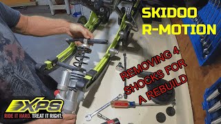 PART 2  REMOVE SKIDOO RMOTION QAS  REMOVING ALL 4 KYB SHOCKS [upl. by Aimehs]