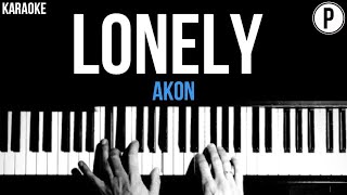 Akon  Lonely Karaoke Acoustic Piano Instrumental Cover Lyrics [upl. by Ellenod]