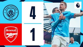 HIGHLIGHTS Man City 41 Arsenal  De Bruyne 2 Stones Haaland Goals  Premier League [upl. by Akihsat]