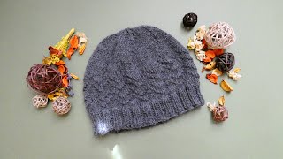 🍂 Bonnet pour homme au point de chevron tuto tricot [upl. by Desiri684]