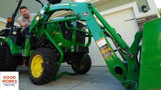 HOW TO REMOVE AND REINSTALL A JOHN DEERE FRONT END LOADER 🚜 [upl. by Nyrhtak224]