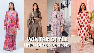 Trending and stylish linen dress designs  Beautiful linen winter dresses ideas for girls trending [upl. by Terina]