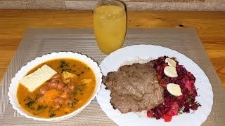 ♨️ALMUERZO 🇪🇨COMPLETO Sopa de frejol  Ensalada de Remolacha con carne frita y jugo de Naranja‼️ [upl. by Teteak]