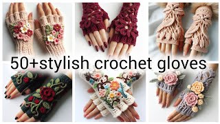 WOW😲🔥 Beautiful crochet fingerless gloves for girls  Cute crochet fingerless gloves 🧤 [upl. by Htesil554]