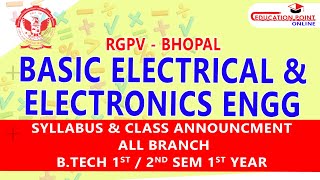 RGPV Basic Electrical amp Electronics Engineering BEEE BTech 1st2nd Sem 1st Year Syllabus amp Class [upl. by Beverie583]