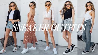 SNEAKER LOOKBOOK 2022  Summer Vacation Back to School Outfit Ideas DSW Shoe Haul  Miss Louie [upl. by Ire]