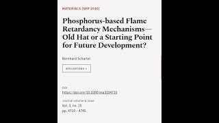 Phosphorusbased Flame Retardancy Mechanisms—Old Hat or a Starting Point for Future D  RTCLTV [upl. by Kcirdle149]