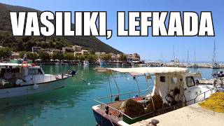 Lefkada Greece  VASILIKI Walking Tour  Cozy Marina Beach and Kitesurfing [upl. by Ainigriv]