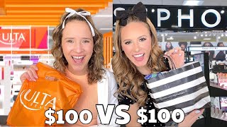 ULTA 🧡🤍 VS SEPHORA 🖤🤍 100 SHOPPING CHALLENGE WHICH IS BETTER [upl. by Nnaoj]