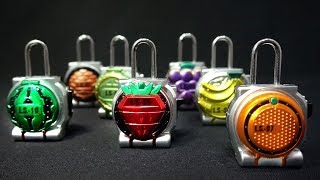 仮面ライダー 鎧武 ガイム ロックシード錠前 全7種セット ガシャポン Kamen Rider Gaimu Locksmith Lock Seed [upl. by Alyled]