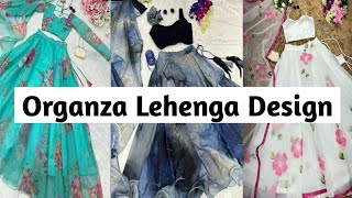 Organza Flowers Printed Lehenga Design With Crop Top Blouse  Beautiful Organza Lehenga Design [upl. by Annadiane72]