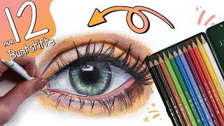 AUGE ZEICHNEN mit nur 12 BUNTSTIFTEN Polychromos  Schritt für Schritt Auge Tutorial [upl. by Ricca]