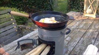 Ecozoom rocket stove  quick breakfast 8min [upl. by Yerac]