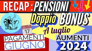 RECAP 👉 PENSIONI 2 BONUS A LUGLIO AUMENTI 2024 VERITÀ AUMENTO MINIME❗️PAGAMENTI INPS GIUGNO RDC [upl. by Hellah]