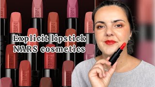 Nars Explicit Refillable Satin Lipsticks  3 shades swatches and review [upl. by Arek]