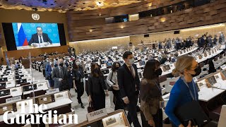 Dozens of diplomats walk out during Russian foreign ministers UN speech [upl. by Nannek]