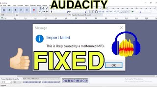 This is likely caused by a Malformed MP3  Audacity Audio import error FIXED  Import Failed Error🔥🔥 [upl. by Eiromem]