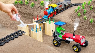 DIY tractor making mini Railway for Train safety  How to build safe rails for trains [upl. by Perlis]