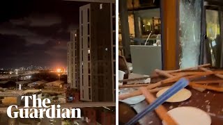 Tel Aviv footage shows moment of explosion during Iranian missile attack [upl. by Eresed]