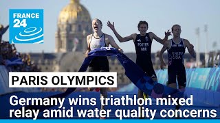 Germany wins Olympic mixed team relay triathlon amid water quality concerns • FRANCE 24 English [upl. by Usanis]