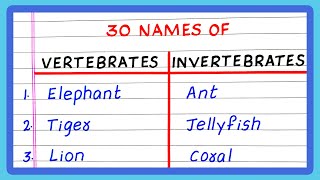 EXAMPLES OF VERTEBRATES AND INVERTEBRATES  10  20  30 EXAMPLES OF VERTEBRATES AND INVERTEBRATES [upl. by Jens55]