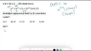 Sayılar Teorisi KongrüanslarModüler Aritmetik Soru Çözümü 6 2017L Benzer öabtmatematik [upl. by Sulihpoeht]