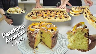 PANETTONE BRIOCHE ARROTOLATO veloce IN PENTOLA con MARMELLATA e NOCI [upl. by Nolie]