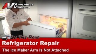 Amana Refrigerator Repair  Ice Maker Arm Is Not Attached  Ice Maker [upl. by Fini]