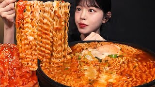 SUB꼬들칼칼 삼양라면 매운맛 먹방🔥김장김치까지 파송송계란탁 라면 꿀조합 리얼사운드 Ramyeon Mukbang Asmr [upl. by Bohs103]