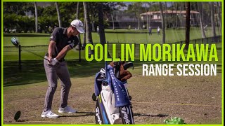 Watch Collin Morikawa Range Session  Warm up Swings [upl. by Arahsit]