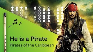 He is a Pirate Pirates of the Caribbean on Tin Whistle D  tabs tutorial [upl. by Ehcar]