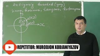 11 Ixtiyoriy burchak sinusi kosinusi tangesi kotangesi Algebra 9 sinf [upl. by Adama]